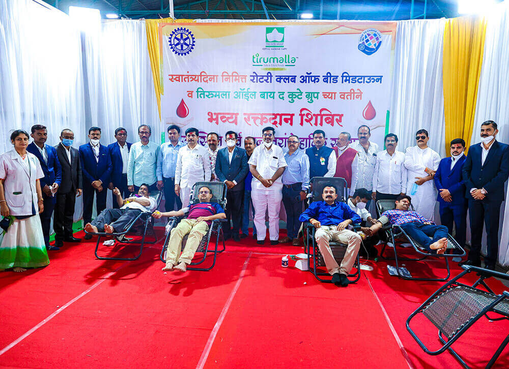 Blood Donation Camp organized by Tirumalla Oil and Rotary Club of Beed - Kute Group Foundation